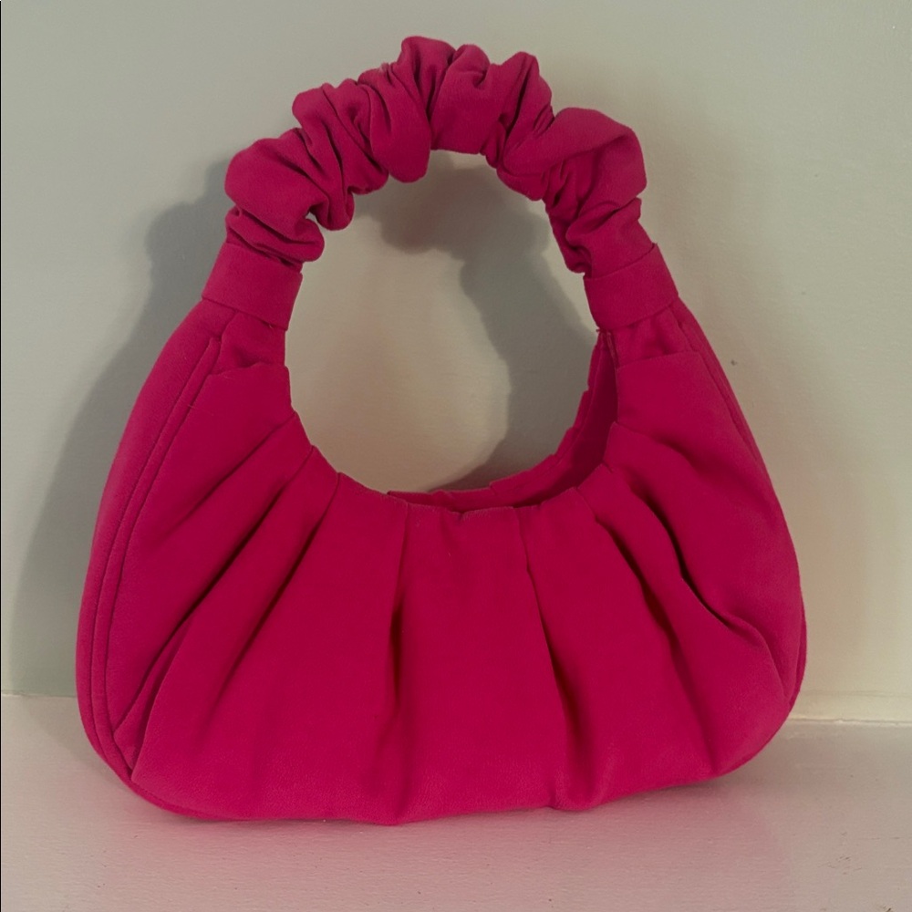 JustFab Hot Pink Handbag with Ruched Handle